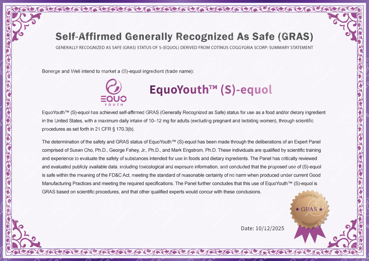 EquoYouth™ S-Equol Achieves Self-Affirmed GRAS Status